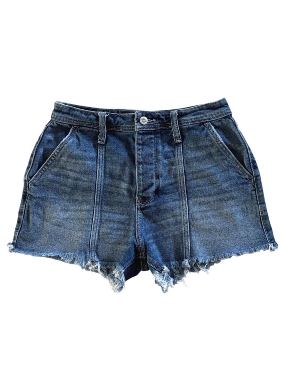 Hollister Women Ultra High-Rise Mom Shorts 3" Medium Wash Button Fly Denim 5 W27